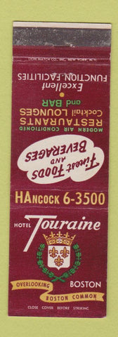 Matchbook Cover - Hotel Touraine Boston MA