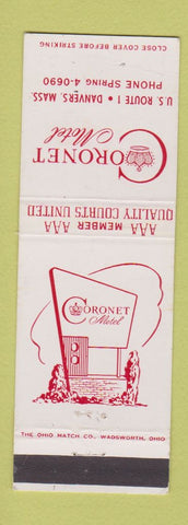 Matchbook Cover - Coronet Motel Danvers MA