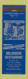 Matchbook Cover - Belvedere Restaurant Springfield MA WORN