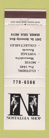 Matchbook Cover - Nostalgia Shop Denver Colorado clothes LPs