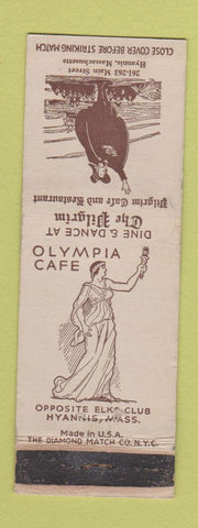 Matchbook Cover - Olympia Cafe Hyannis MA Pilgrim Cafe WORN