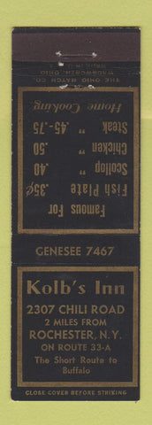 Matchbook Cover - Kolb's Inn Rochester NY