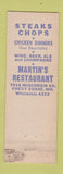 Matchbook Cover - Martin's Restaurant Chevy Chase MD WORN