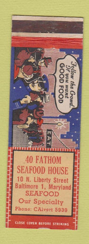 Matchbook Cover - 40 Fathom Seafood Baltimore MD