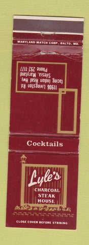 Matchbook Cover - Lyle's Steak House Silesia MD WEAR