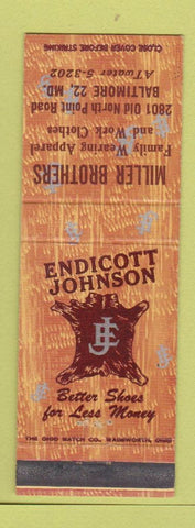 Matchbook Cover - Miller Bros Clothes Endicott Johnson Baltimore MD