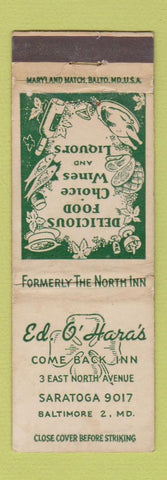 Matchbook Cover - Ed O Hara's Restaurant Baltimore MD WORN