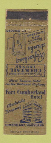 Matchbook Cover - Fort Cumberland Hotel Cumberland MD WORN