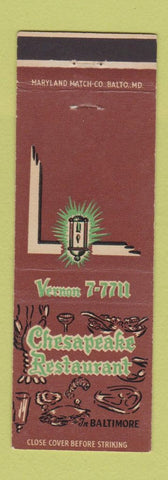 Matchbook Cover - Chesapeake Restaurant Baltimore MD