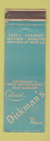 Matchbook Cover - Dickman's Colonial House Baltimore MD WEAR