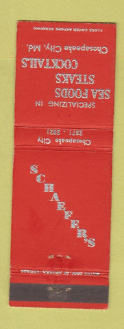 Matchbook Cover - Schaefer's Restaurant Chesapeake City MD