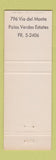 Matchbook Cover - La Venta Restaurant Palos Verdes Estates CA