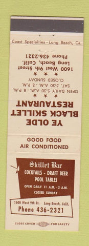 Matchbook Cover - Ye Olde Black Skillet Restaurant Long Beach CA billiards