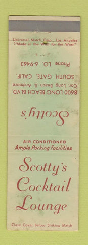 Matchbook Cover - Scotty's Cocktail Lounge South Gate CA POOR