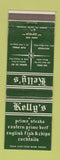 Matchbook Cover - Kelly's Restaurant Hollywood Palm Springs Buena Park CA