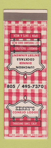 Matchbook Cover - Kenny's Conejo Lodge 1000 Oaks CA Thousand