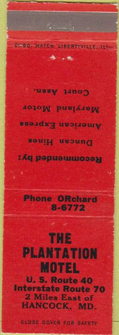 Matchbook Cover - Plantation Motel Hancock MD