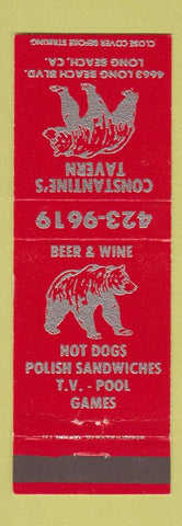 Matchbook Cover - Constantine's Tavern Long Beach CA billiards Polish