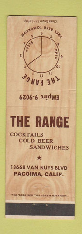 Matchbook Cover - The Range Restaurant Pacoima CA