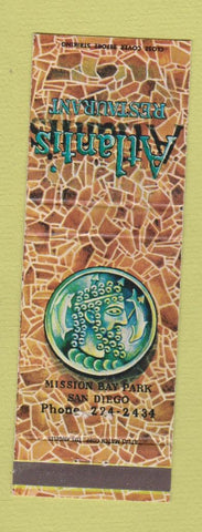 Matchbook Cover - Atlantis Restaurant San Diego CA