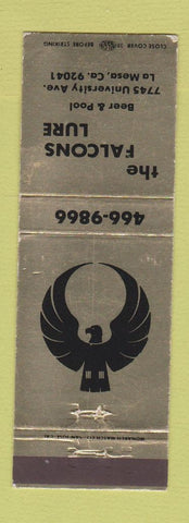 Matchbook Cover - The Falcons Lure La Mesa CA billiards
