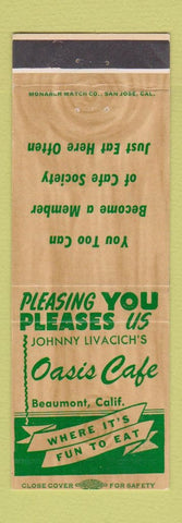 Matchbook Cover - Oasis Cafe Beaumont CA