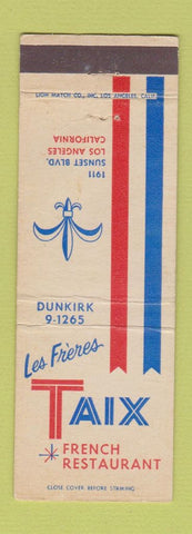 Matchbook Cover - Les Freres Taix French Restaurant Los Angeles CA