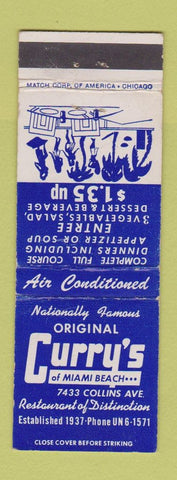 Matchbook Cover - Curry's Restaurant Miami Beach FL