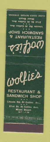 Matchbook Cover - Wolfie's Restaurant Miami Beach FL