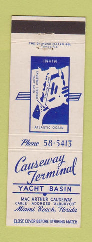 Matchbook Cover - Causeway Terminal Yacht Basin Miami Beach FL