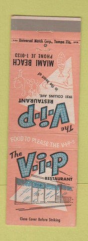 Matchbook Cover - VIP Restaurant Miami Beach FL