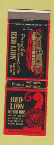 Matchbook Cover - Red Lion Motor Inns Miami Beach FL