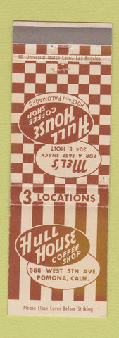 Matchbook Cover - Hull House Coffee Shop Pomona CA