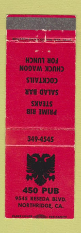 Matchbook Cover - 450 Pub Northridge CA