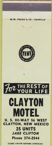 Matchbook Cover - Clayton Motel Clayton NM