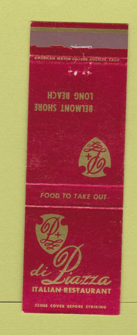 Matchbook Cover - Di Piazza Italian Restaurant Long Beach CA