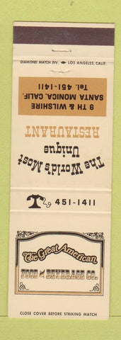 Matchbook Cover - Great American Food Beverage Company Santa Monica CA