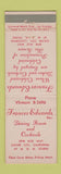 Matchbook Cover - Frances Edwards Restaurant Culver City CA