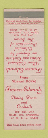 Matchbook Cover - Frances Edwards Restaurant Culver City CA