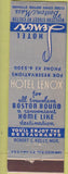 Matchbook Cover - Hotel Lenox Boston MA