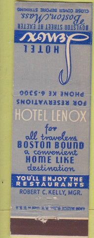 Matchbook Cover - Hotel Lenox Boston MA