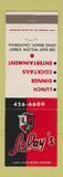 Matchbook Cover - LoRay's Restaurant Long Beach CA