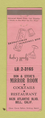 Matchbook Cover - Don & Steve's Mirror Room Bell CA