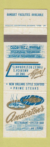 Matchbook Cover - Anderton's Restaurant Memphis TN