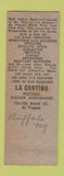 Matchbook Cover - La Cantina Restaurant Italian Buffalo NY
