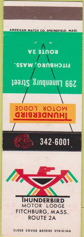 Matchbook Cover - Thunderbird Motor Lodge Fitchburg Ma