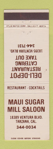 Matchbook Cover - Maui Sugar Mill Saloon Tarzana CA