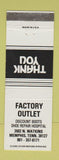 Matchbook Cover - Factory Outlet Memphis TN Boots Shoes