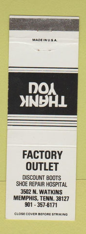 Matchbook Cover - Factory Outlet Memphis TN Boots Shoes
