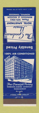 Matchbook Cover - Goodman House Hotel Memphis TN